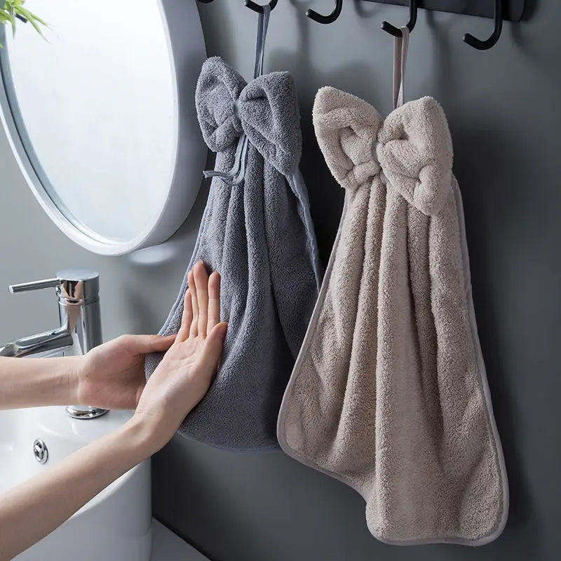 Bow Charm Coral Velvet Towels