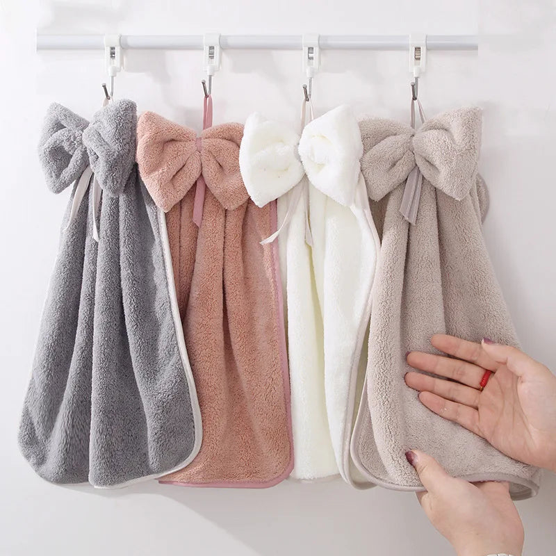 Bow Charm Coral Velvet Towels